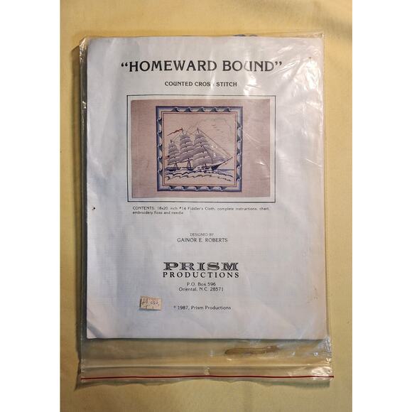 Counted Cross Stitch Kit "Homeward Bound" 18"×20"Sailing Ships New - Picture 1 of 2